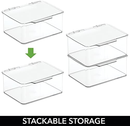 Recipientes de caixa de organizações de armazenamento de plástico e armazenamento de plástico mdesign com tampa articulada