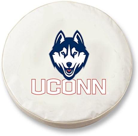 Holland Bar Stool Co. UConn Huskies Hbs White Vinyl Entendido Tampa de pneu de carro sobressalente