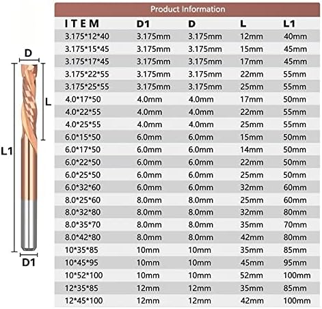 Nushki para baixo corte de moagem de compressão de duas flautas ferramenta de moagem de carboneto de flauta bit CNC, 6x22x50mm