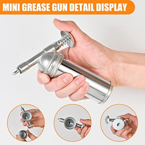 Halaron Mini Bicycle Grease Grease Pressão multiuso portátil 1000PSI Pressão de saída e 80c.C. Capacidade, Mini -ferramenta de bico de agulha para lubrificar BB, rolamentos de fone de ouvido, pedais e cubos, pequenos acessórios