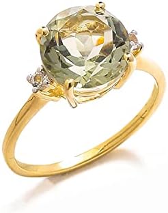 Yotreasure 3,10 ct verde ametista sólido jóias de anel de ouro amarelo de 10k