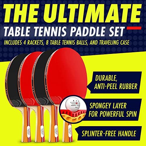 Nibiru Sport Ping Pong Pontdle Conjuntos - tênis de mesa profissionais, bolas, estojo de armazenamento - raquetes de tênis de