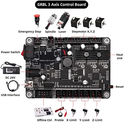 LAKIX 3 EXIS GRBL 1.1F Placa de controle, controlador de máquina de gravura CNC com porta USB, ótima para CNC 3018 Pro/Max Milling Machine