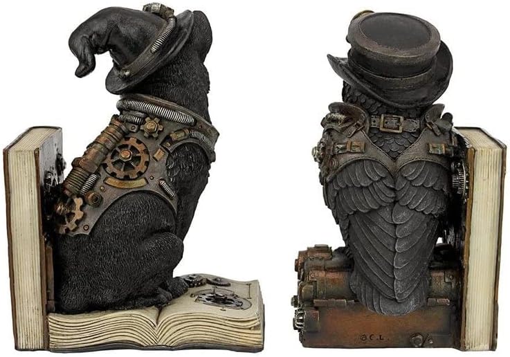 Design Toscano Conhecimento que buscam steampunk gato e coruja Livros esculturais suportes