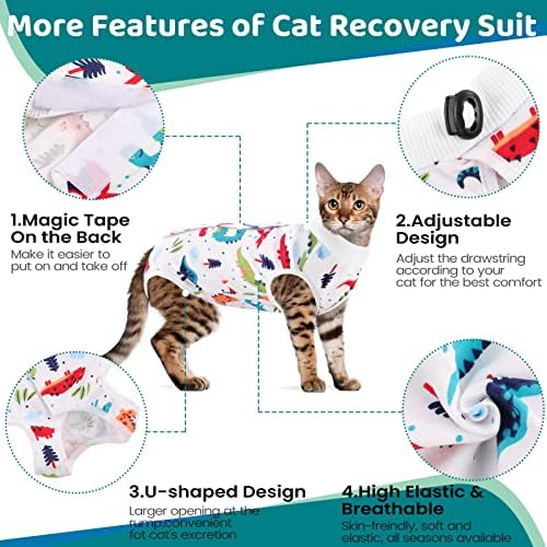 Morvigive Cat Recovery Suit de ferida abdominal, macacão de gato respirável para gatos após a cirurgia Spay neutro, alternativa anti
