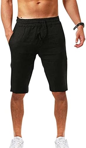 Shorts de linho de algodão masculinos de verão beuu