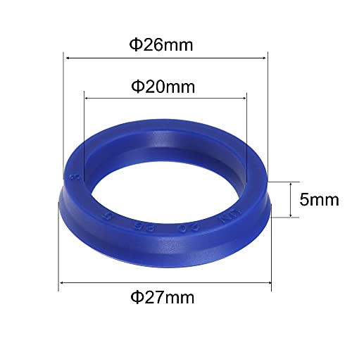 vedação do eixo radial uxcell ung 20mm x 26mm od x 5 mm de lidgura PU selo de óleo, pacote azul de 10
