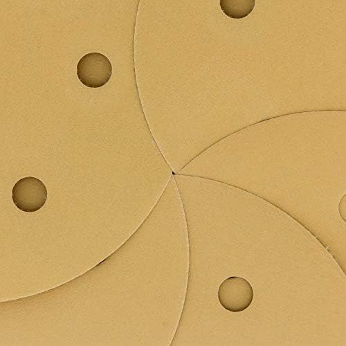 DURA -GOLD Premium 5 Discos de lixamento dourado - 1200 Grit - 5 orifícios de gancho sem poeira e lixa de apoio