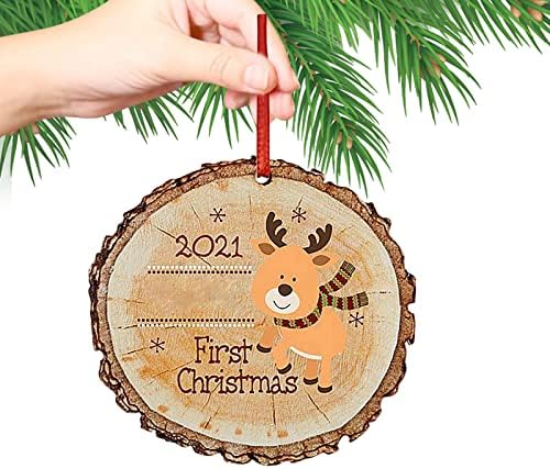 Pingente de acrílico de árvore de Natal 2022 Decoração de árvore de Natal Garland de bola de madeira
