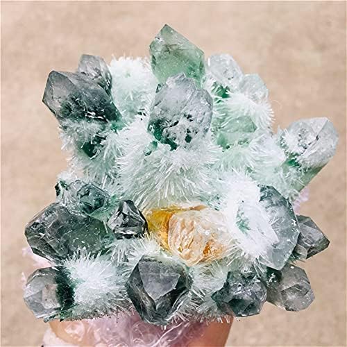 Cura Cristal Crystal Natural Verde Fantasma Phantom Quartz Cruster Rock Stones And Crystals Reiki Mineral Cura Espécime Home Deco