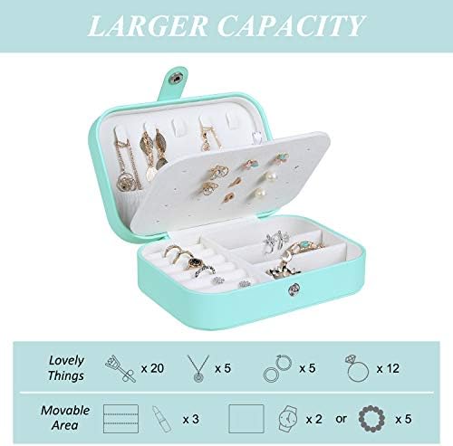 Misaya Travel Jewelry Box - Aniversário e Back to School Gift, Women Small Jewelry Organizer Jóias Portáteis Caixa de Jóias para Brincos de Colares, Turquesa