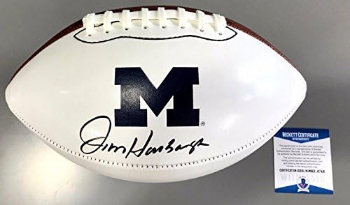 Jim Harbaugh contratou o Michigan Wolverines Nike Football Beckett Testemunha CoA - Bolsas de futebol universitário autografadas