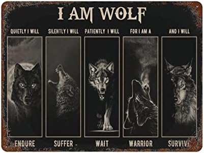 Lobo I Am Wolf Silenciosamente, vou suportar NOVENTY NOVIDADE ENGRADE METAL METAL SILH