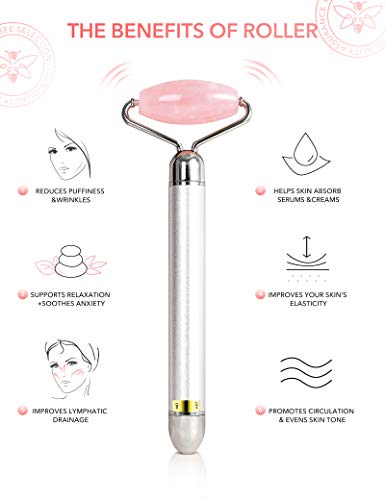 3in1 Massageador de rosto para mulheres 3d V Linha levantando rosa quartzo rolo de face roller de pele ferramentas