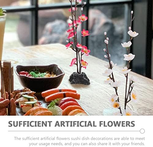Yardwe 4pcs Artificial Flower Sushi Decorações de placas de flores prolongadas Flores prolongadas Sushi Sashimi Servindo