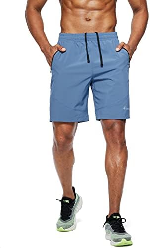 Treino masculino de pudolla executando shorts leves de ginástica atlética para homens com bolsos com zíper