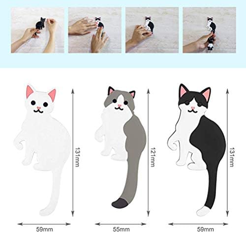 Cabilock prático 3pcs desenho animado gato cauda gancho sem rastrear unhas-chaves saco de saco de gancho de gancho de gancho de gancho gancho de mercearia para sala de estar em casa