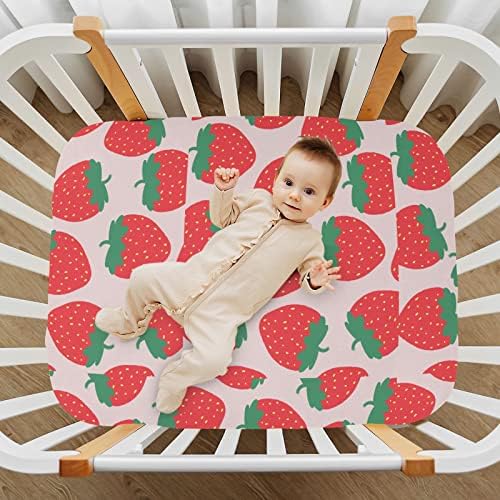 Umiriko Strawberry Pack n Play Baby Play Playard Sheets, Mini Crib Sheet para meninos Meninas Materia Matteress Cover 20246144