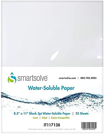 SmartSolve 3 pt. Papel solúvel em água | Dissolve -se rapidamente na água | Biodegradável | Ecológico | Compatível com impressora