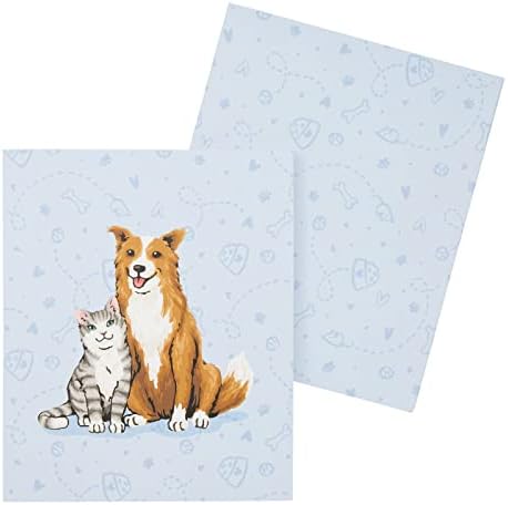 Jornal de veterinário de gatos e cães de 4 pacote com estampas de pata, cadernos rosa/azul forrados para presentes veterinários