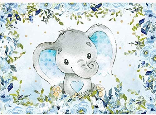 Passo do chá de bebê de elefante de elefante Sensfun, decorações azuis para festas de chá de bebê elefante floral