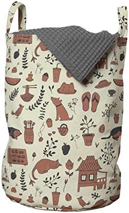 Bolsa de lavanderia de desenho animado de Ambesonne, sandálias Desenhos de um animal de animais Cupcakes de maçã Creative, cesta
