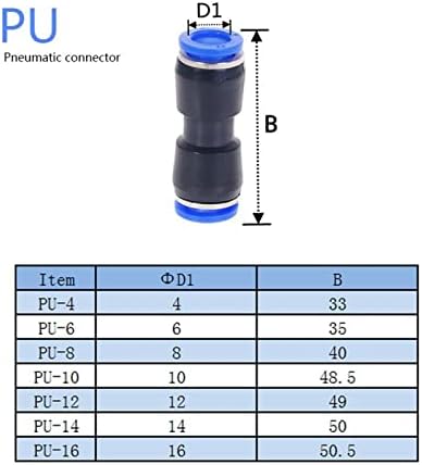 Adaptador do conector da mangueira Adaptador pneumático Série pu Pug de 6 mm de 8 mm a 10mm de 12 mm