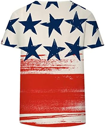 Mangas curtas para mulheres, T-shirt do Dia da Independência das Mulheres dos EUA Bandeira de Verão Casual Casual Bloups
