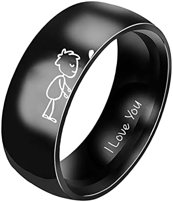 Anéis para meninos adolescentes 14-16 simples titânio aço anel de anel feminino desenho animado de jóias fofas anel de