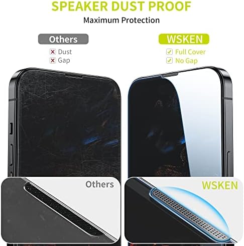 WSKEN para iPhone 14 Pro Max Screen Protector, [Remoção de poeira automática] Tela de cobertura completa 2.5D Edge 10s HD Filme