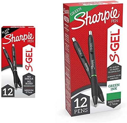 Sharpie S-gel, canetas de gel, ponto médio, caneta em gel de tinta preta, 12 contagem, variada e gel S, canetas de gel, ponto