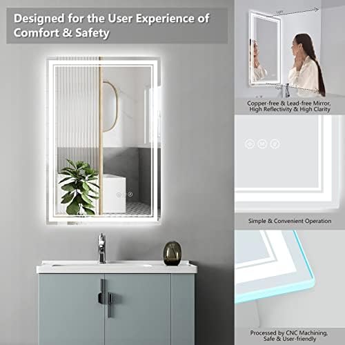 HIYOWAY LED VAIDADE MELHOR 30X36 espelho do banheiro com luzes, espelho inteligente diminuído para banheiro com função de memória