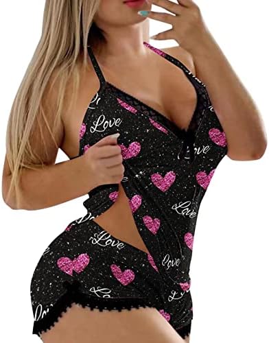 Pijamas para mulheres espaguete com cinta mangas com mangas de 2 peças Cami Shorts Conjunto clássico de lingerie de roupas de dormir