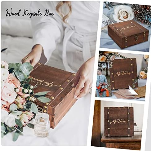 Aw Bridal Keepsake Box com tampas Caixa de memória de casamento Caixa de armazenamento de madeira Presentes de engajamento para casais Presentes de aniversário Presentes de aniversário Presentes de aniversário