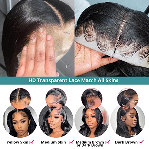 Alove 13x6 hd onda corporal renda de renda frontal perucas de cabelo humano para mulheres negras 180% densidade de
