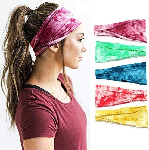 Conjunto em V-Shine de 5 bandanas esportivas, faixas para a cabeça do Yoga Sport, executando fitness suor-absorvente antiperspirante