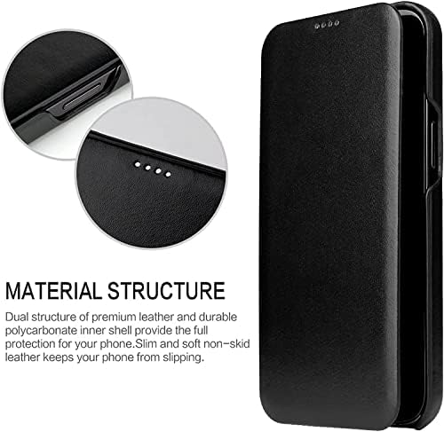 Caso IOTUP para iPhone 14, capa de couro genuíno Capa de encerramento magnético Livro de fólio Caixa dobrável para