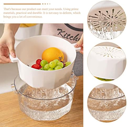 Filtro de cesta upkoch filtro de cozinha drenando cesto de dupla camada alcasa de plástico tigela tigela de fruto lavagem de