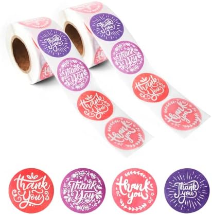2ROLLS-1000PCS 1.5 Pink Series Thank You Stickers | 8 Design diferente Agradecemos Designs por embalagens de negócios, graças a graças
