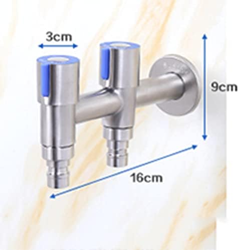 Torneiras fora da torneira de torneira Torneira Torneira Double Torneira de Jardim Duplo de 1/2 polegada Máquina de lavar aço inoxidável Torneira dupla Uso de banheiro, escovado C