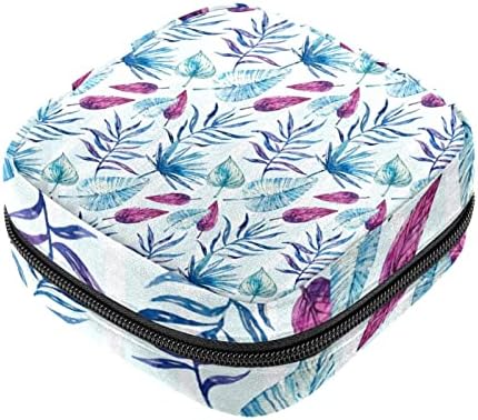 Bolsa de maquiagem de folhas tropicais rosa azul, bolsa de cosméticos, bolsa de higieness portátil para mulheres e meninas