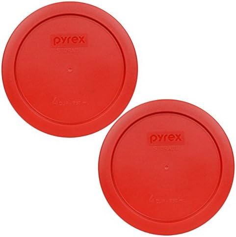 Pyrex 7201-PC 4-Cup Poppy Red Substituição de armazenamento de alimentos tampa de plástico, feita nos EUA-2 pacote
