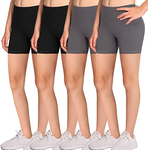 Daligirl Volleyball Bike Shorts For Girls - 4 pacotes shorts de compressão de spandex com bolsos para crianças dança de dança
