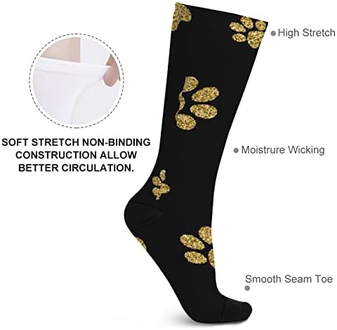 WeedKeyKat Gold Dog Paw Socks Novelty Funny Print Graphic Casual Moderate espessura para o outono da primavera e inverno