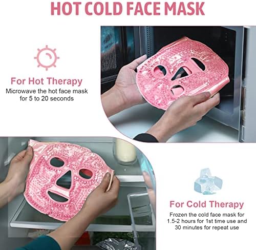 Máscara facial de Koltechice para mulher, pacote de gelo reutilizável e máscara facial Reduza o sopro do rosto, máscaras de face de resfriamento alívio para enxaquecas, dor de cabeça, cuidados com a pele