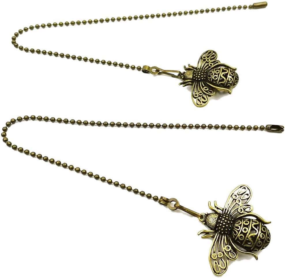 Aisicondan 4pcs 12 polegadas Vintage Little Bee Charm Fan do teto Danglers Fan Pulls Chain Extender com conector de corrente de