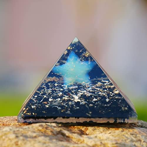 Gerador de energia Pedra turmalina preta com opalita Crystal Piramid-Black-Chakra Balanceamento Orgonita para Proteção de Energia
