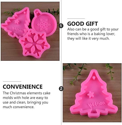 Toppers de cupcakes de nuobesty 3pcs árvore de Natal Silicone Soop Candle Tag moldes pendentes com buraco de suspensão para decorações