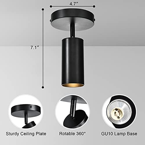 Luz de teto preto de zicbol, GU10 Moderno do teto de teto Ajuste do ângulo de ajuste Downlight 2 Luzes Luzes de montagem de parede para