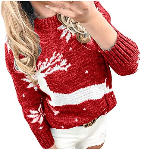 Camisolas femininas suéter de Natal Casual Casual Fashion Fashion Manga Longa Crewneck Pullover Tops Jumper Tops